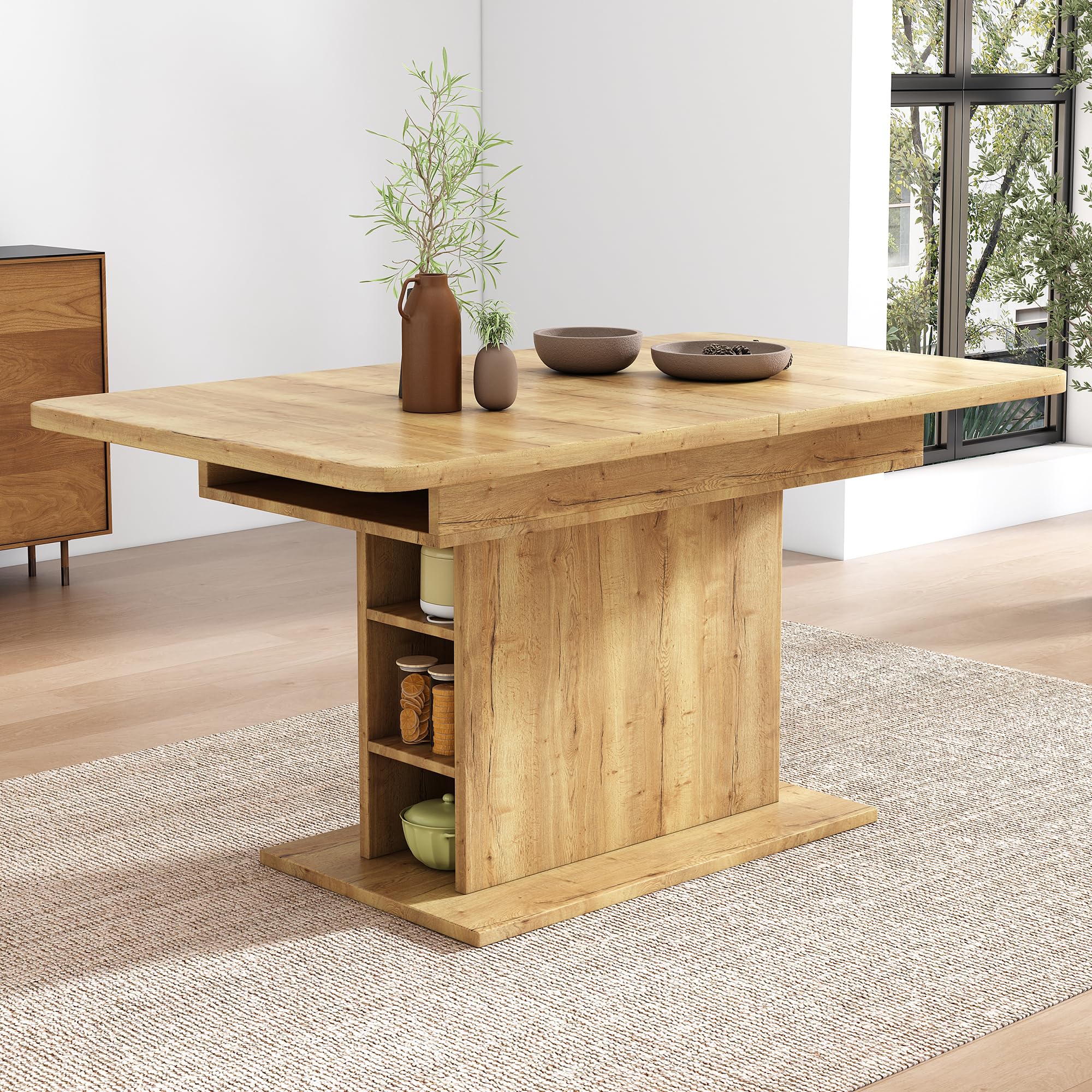 Mesa de comedor ovalada de 180 x 90 cm para 4-6 personas, mesa de cocina rústica de nogal, mesa de comedor grande de madera para cocina, salón y comedor