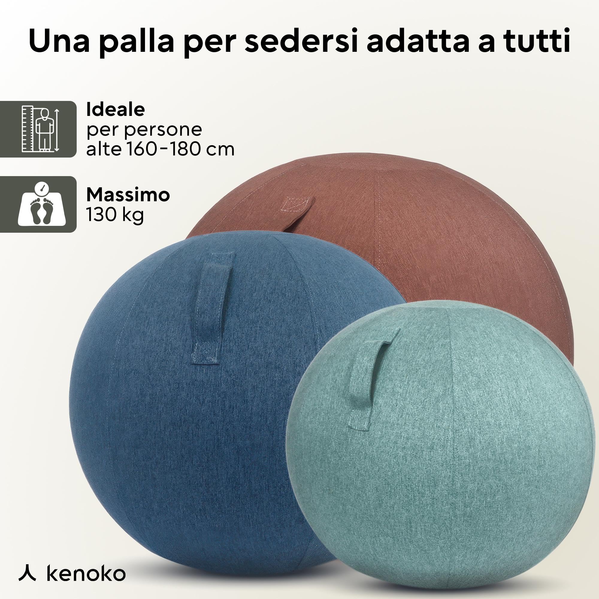Ergonomico Sedia Palla Ufficio NAMI 75 cm | Ideale per ufficio, yoga e gravidanza | Rivestimento lavabile | Palla gonfiabile con pompa inclusa | colore: blu scuro