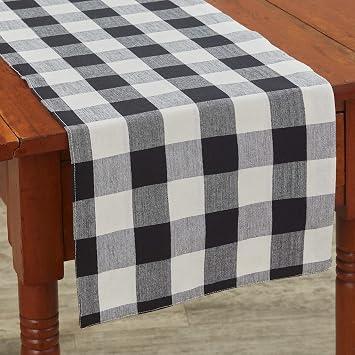 Park Designs Buffalo Check Backed Table Runner - Black & Cream