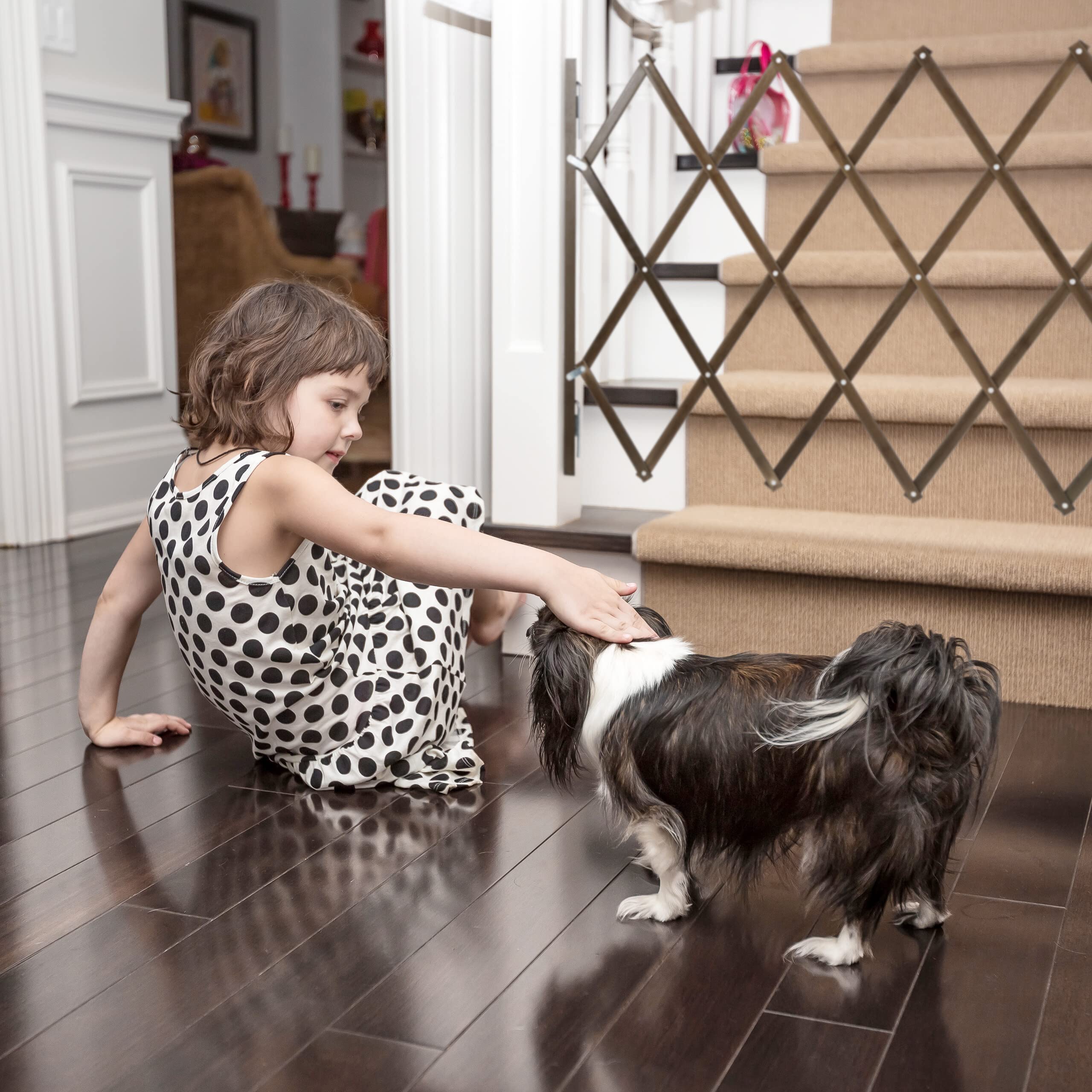 Relaxdays Cancelletto di Sicurezza per Cani, Recinzione Allungabile Fino a 118 cm, Alto 69-82,5 cm, in bambù, Marrone