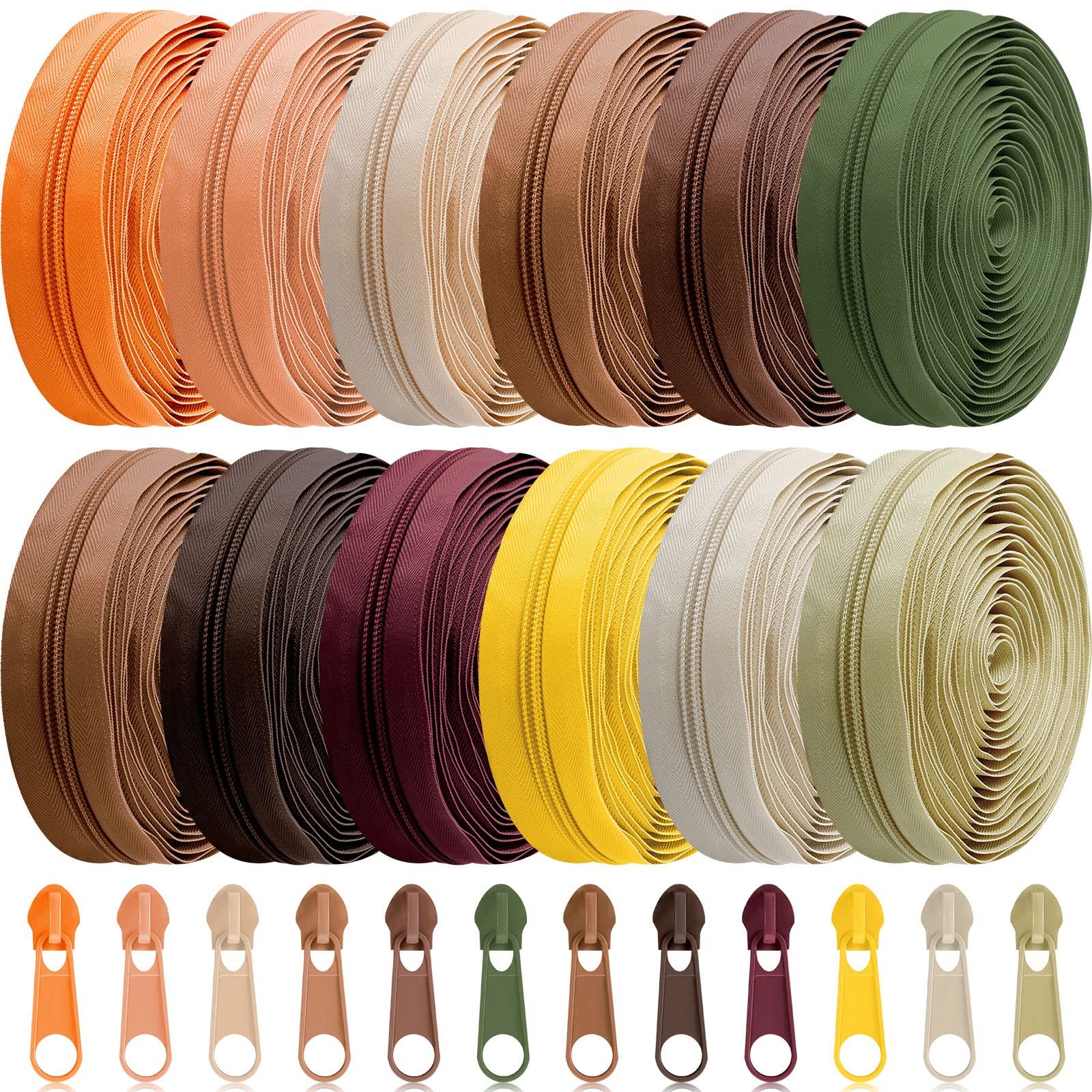 12 cerniere assortite, in nylon, leggere, adattabili, in nylon, 120 chiusure lampo colorate, 120 cerniere in plastica per cucire (colore assortito)