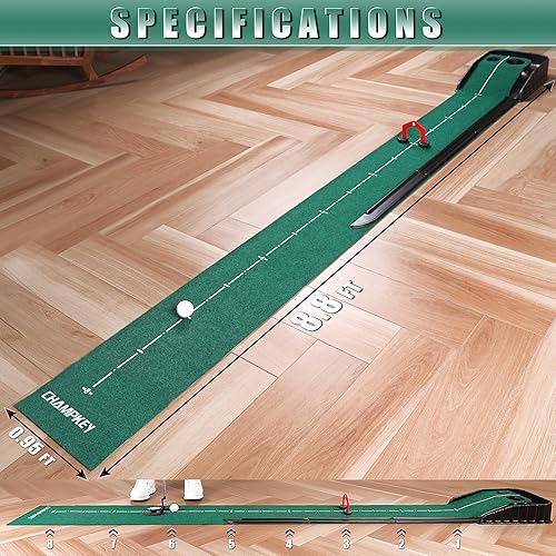Miniatura 7 de CHAMPKEY La alfombrilla de golf de alta calidad viene con puertas de golf  Superficie rodante realista con guías de alineación avanzadas, verde para