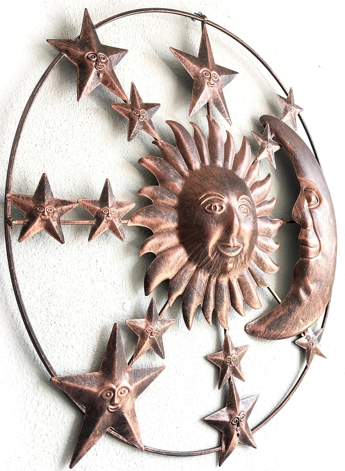 Bellaa 20056 Sun Metal Wall Art Sweet Smiling Sunny Star Moon Decor Sundaes Retro Rustic