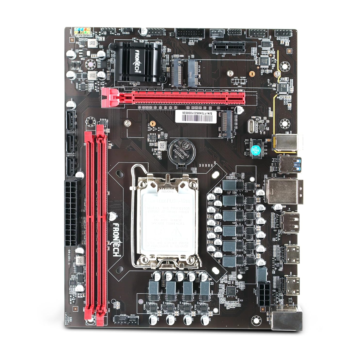 FRONTECH Premium Micro-ATX Motherboard with H610 Express Chipset – Supports 10th Gen CPUs (LGA 700) – DDR4 3200 Memory, Realtek Audio, and M.2 Connectivity (FT-0485)