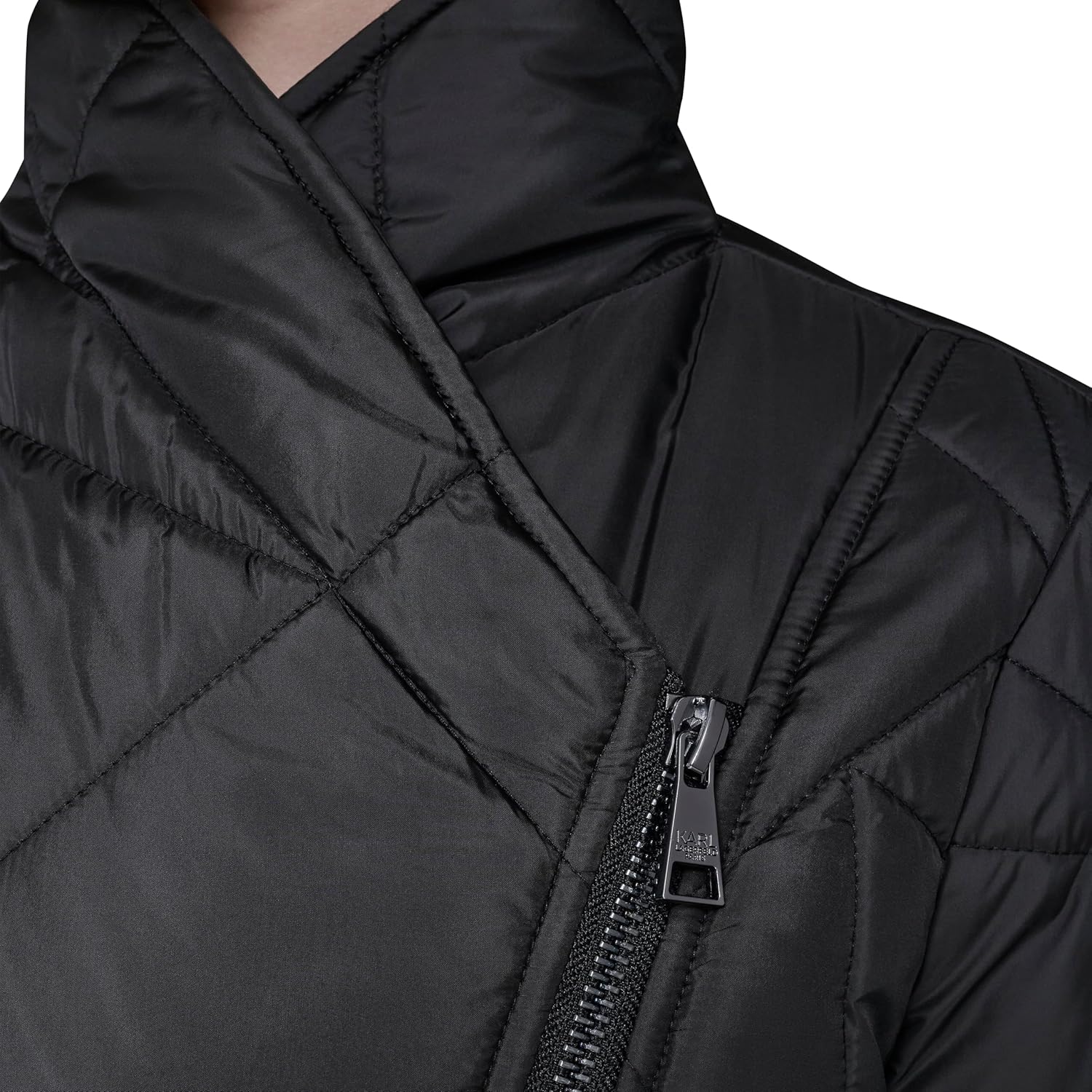 KARL LAGERFELD Women's Quilted Assymetrical Long Coat