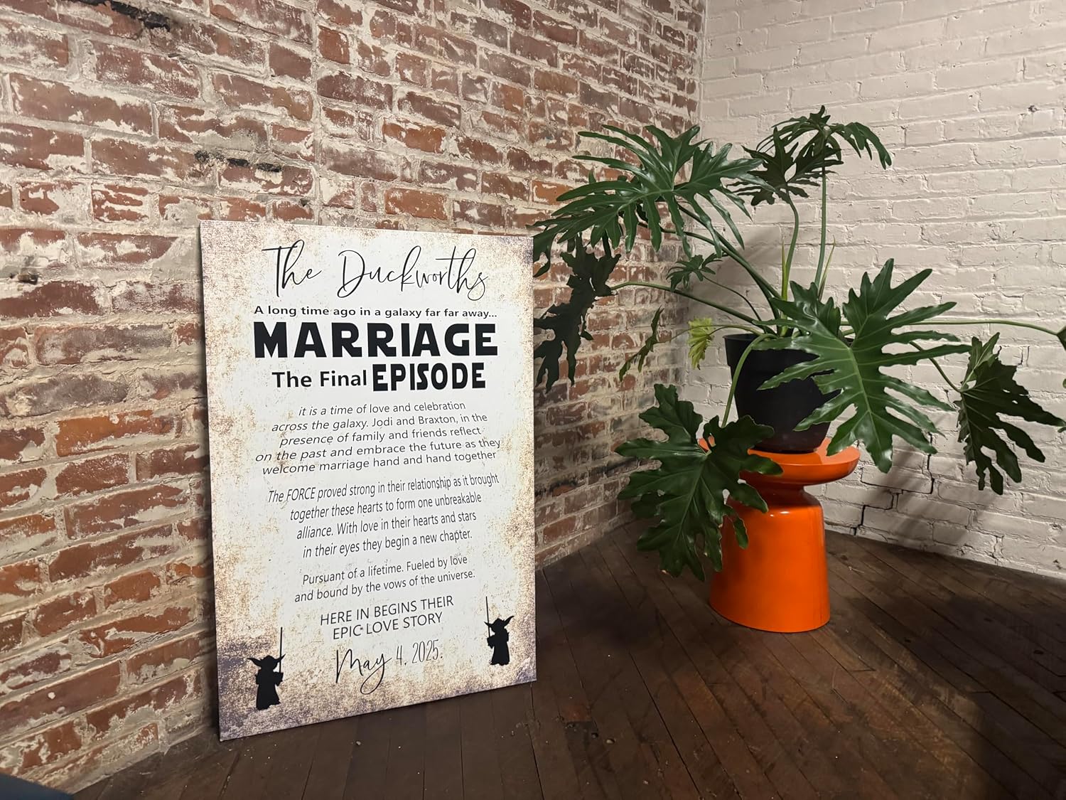 Star Wars Themed Wedding Sign or Gift, Final Episode, Favorite, Handcrafted Custom Canvas, Epic Love Story, PERSONALIZED, May 4th Wedding, Marriage The Final Episode, Galaxy
