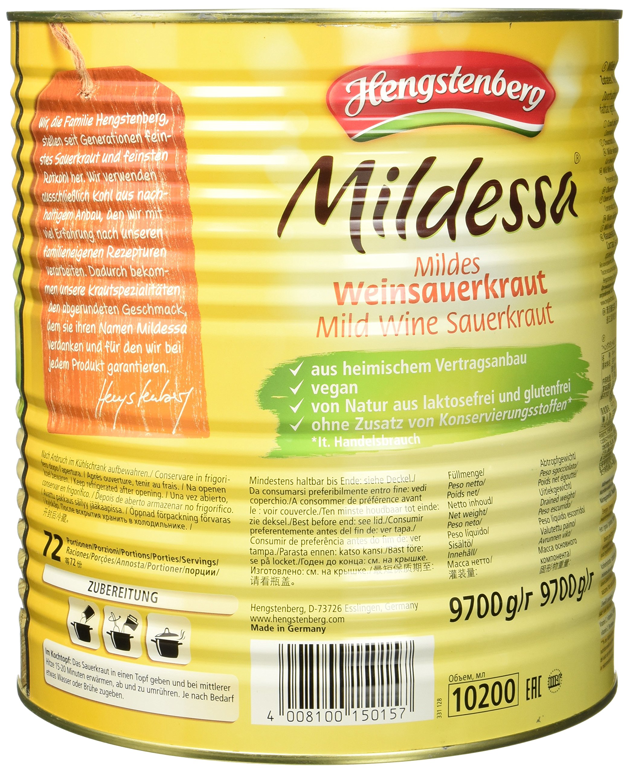 Hengstenberg Mildessa Weinsauerkraut 10/1, 1er Pack (1 x 9.7 kg)