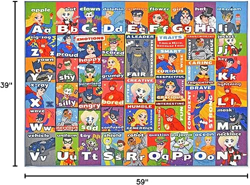 Miniatura 3 de KC Cubs DC Super Hero Rug - ABC Alphabet - Alfombra de juego de rasgos y emociones - Alfombras educativas y de aprendizaje - Juego para niños -