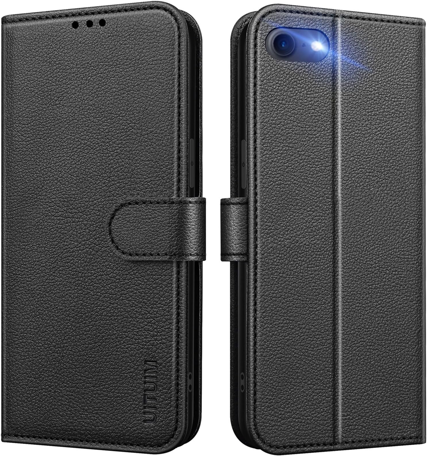 Phone Case for iPhone SE 2022 / iPhone SE 2020 / iPhone 8 / iPhone 7 / iPhone 6S / iPhone 6 Phone Case Leather Wallet Flip Cover with Card Holder Shockproof Magnetic Folio Case Cover,Black