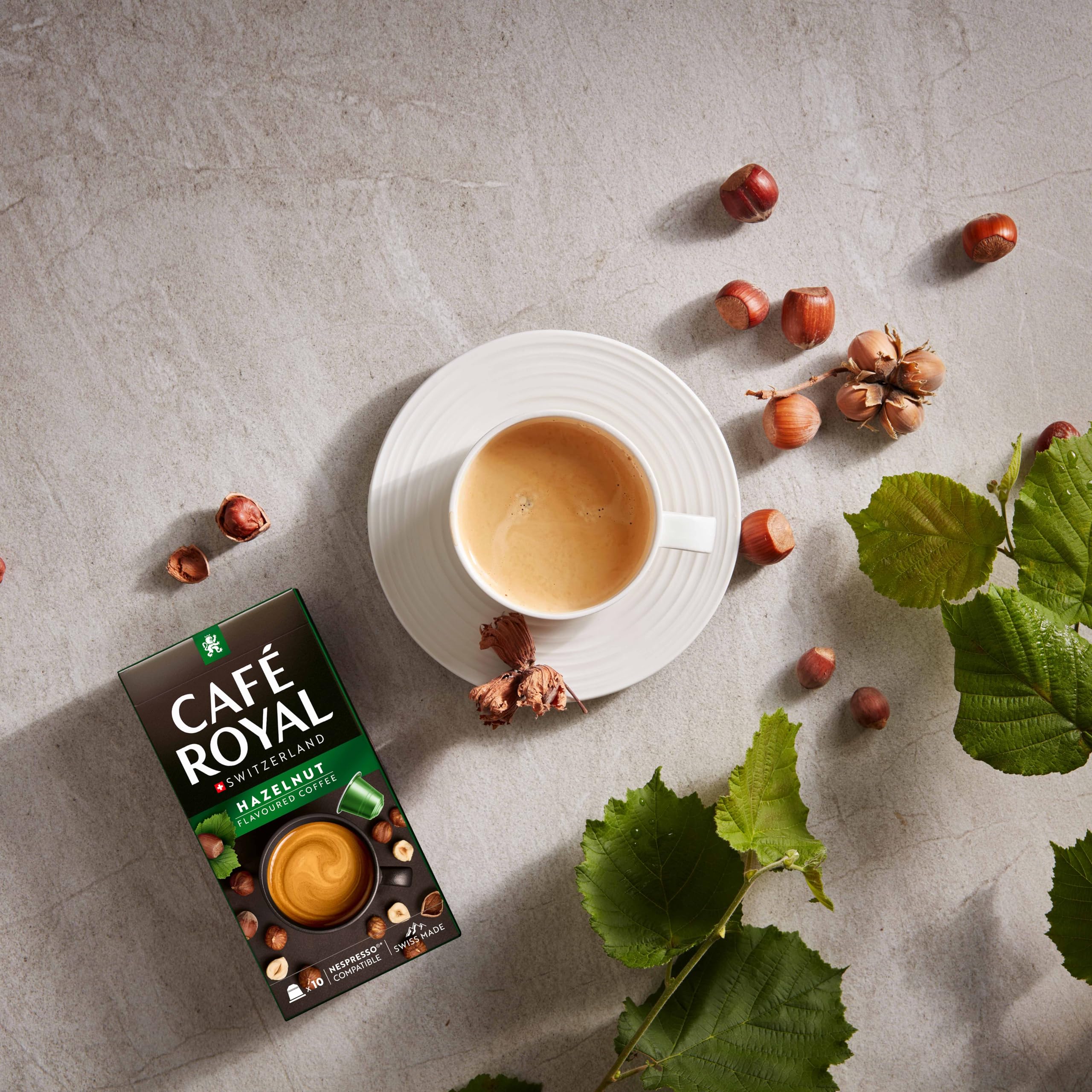 Café Royal Hazelnut Flavoured 100 kapsułek do ekspresu do kawy Nespresso, intensywność 4/10, certyfikat UTZ, kapsułki z aluminium