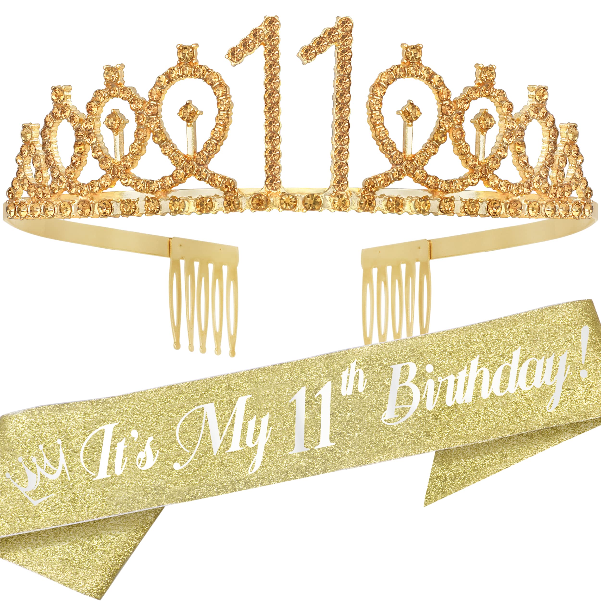 EBE EmmasbyEmma 11th Birthday, 11th Birthday Gifts for Girl, 11th Birthday Decorations for Girl, 11th Birthday Tiara and Sash, 11th Birthday Tiara, 11th Birthday Sash, 11th Birthday Crown for Girls