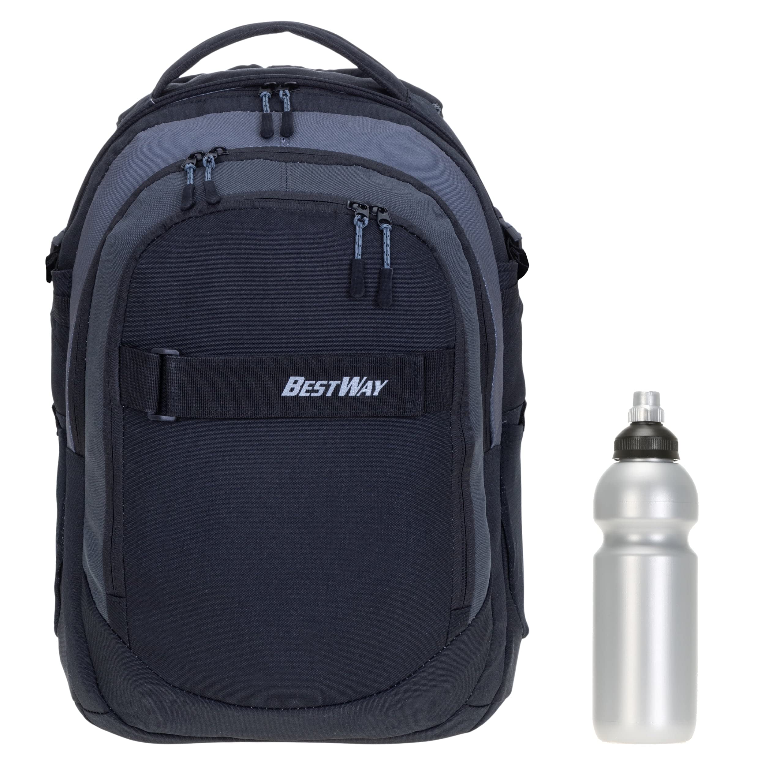 Bestway 2 Teile Set Schulrucksack Packer 40177 0159 Black Grey+ Flasche