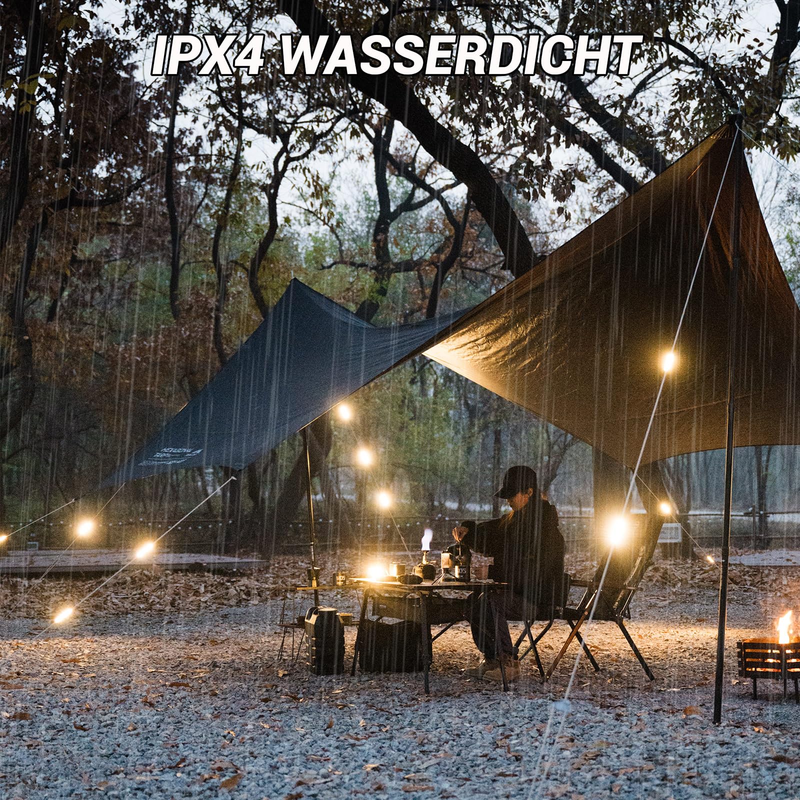AVEKI LED Camping Lampe, 7 Modi Dimmbar Camping Licht für das Zeltseil, IPX4 Wasserdicht Outdoor Lampe Magnetisch & Schnappen, Aufladbar Zeltlampe Für Seile mit 2-8mm Durchmesser Geeigne