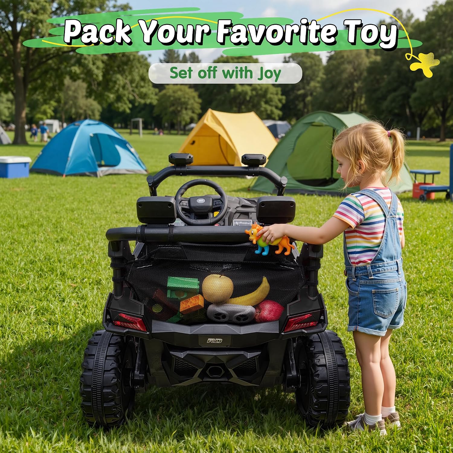 24V Ride on Car 2 Seater Ride on Toys for Big Kids 4WD 4X200W Off-Road Powerful UTV Ride on Truck Electric Vehicle Birthday Gift for Boys & Girls Ages 3-8, Black