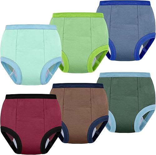 Miniatura 7 de BIG ELEPHANT Ropa interior de entrenamiento para ir al baño, 100% algodón, absorbente, unisex, pantalones para niños y niñas