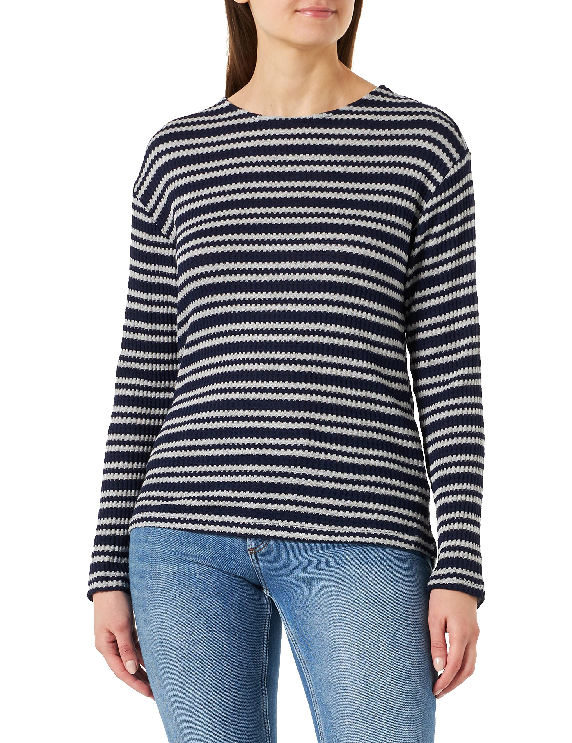 ONLY Women's Onlcody L/S Back Tie Top Cs JRS Long Sleeve Shirt, Night Sky/Stripes: lgm, L