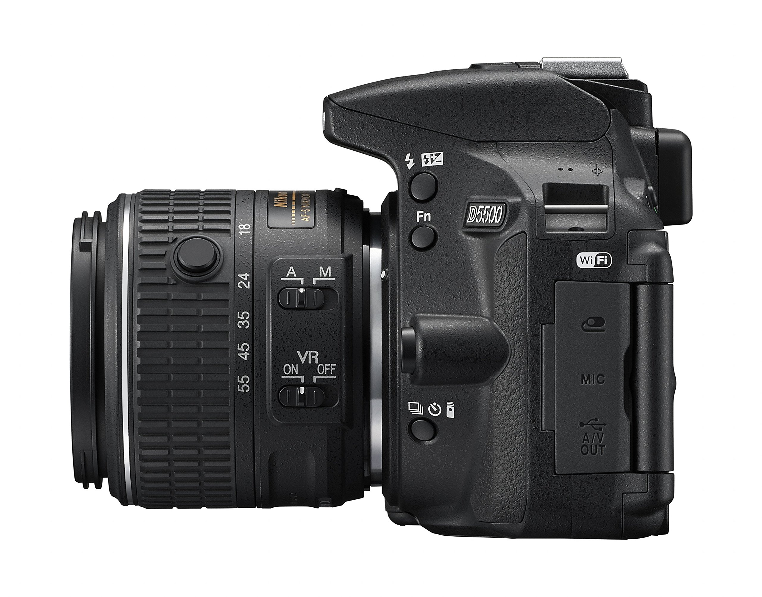 Nikon D5500 Appareil photo numérique Réflex 24 Mpix Kit Objectif AF-S 18-55 mm VR II Noir (Reconditionné)