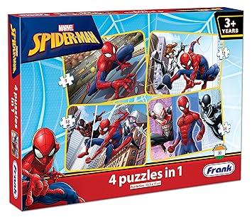 Frank Spider-Man 4 Puzzles in 1 | Set of 4 Jigsaw Puzzles, 63 Pieces Each | Fun and Challenging Brain Booster Games for Kids Age 3, 4, 5 and Above | Puzzle for Focus, Memory, and Gifts for Kids - image, photos