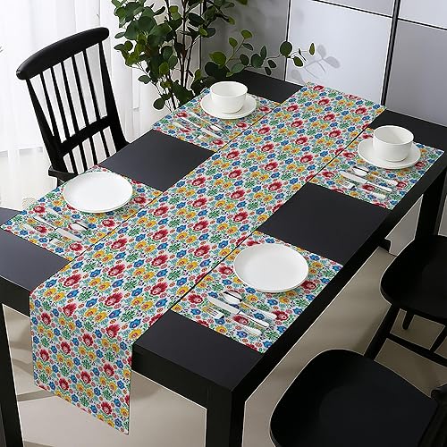 Miniatura 72 de Ambesonne Mal de Ojo Tablero de Mesa, Patrón Simétrico Ojo Que Todo Lo Ve Supersticioso Turco Étnico, Tablero Rectanglar para Comedor y Cocina, 16"