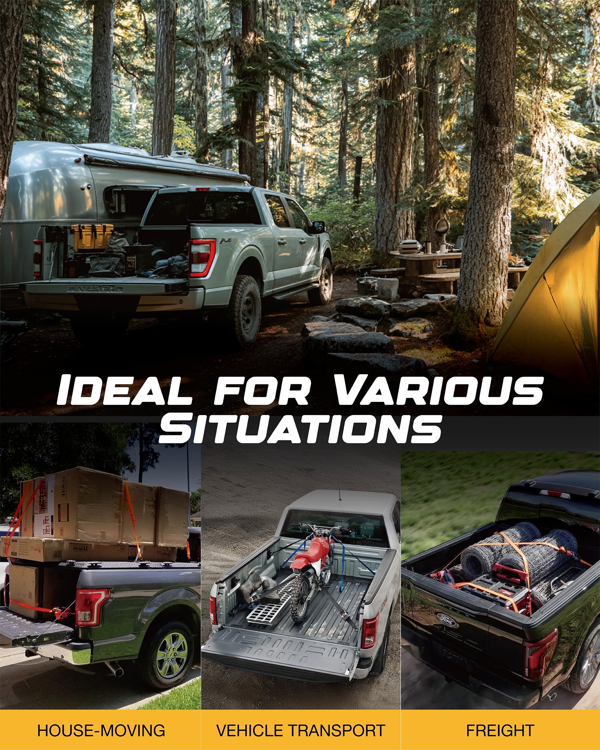 RETRUE Anclajes de amarre para caja de camioneta adecuados para F150 F250 F350 2015-2025, accesorios de amarre y anclajes de camión de repuesto #FL3Z-99000A64-B/FL3Z-9928408-AB, 4 piezas