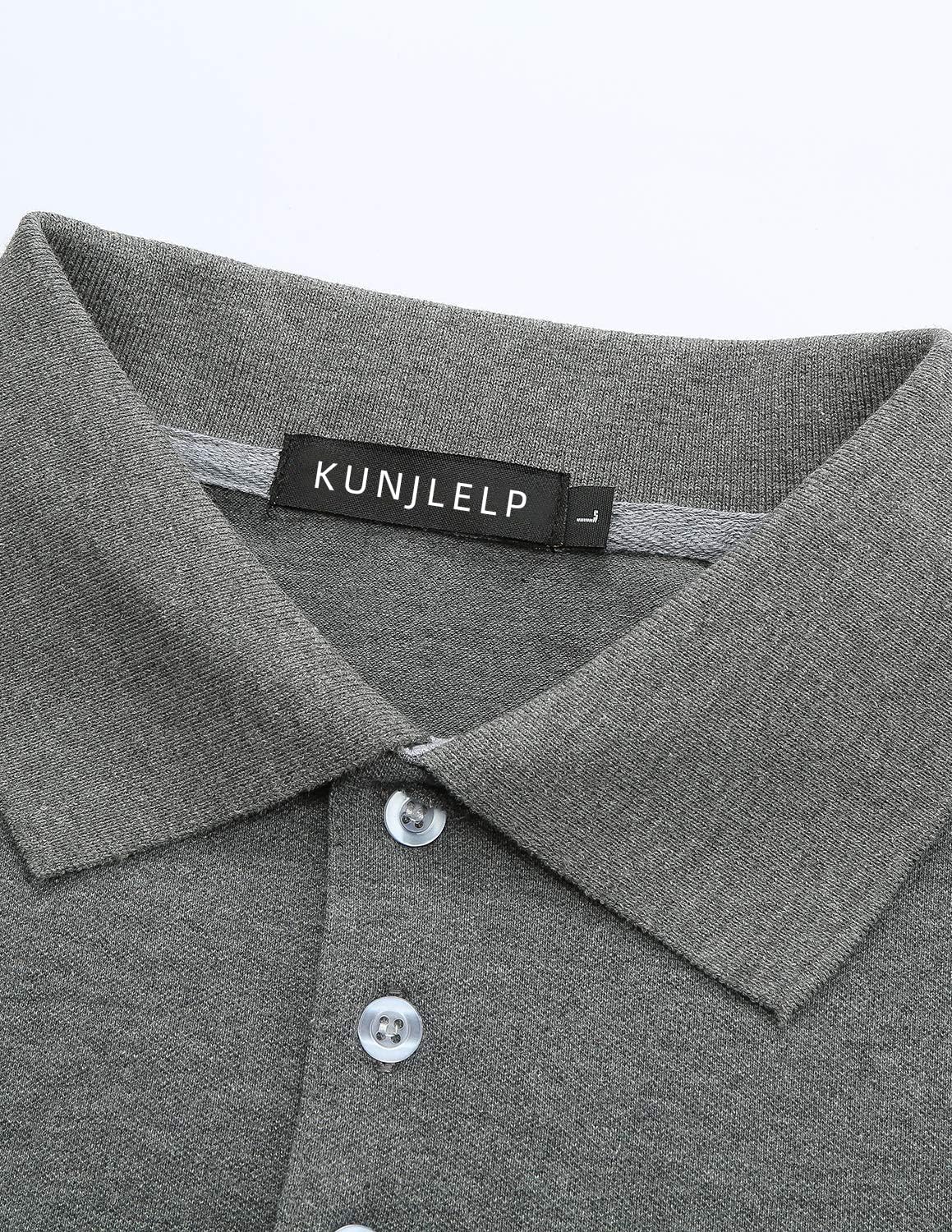 KUNJLELP 100% Cotone Polo da Uomo Manica Lunga Ricamo di Giraffa Maglietta Uniformi Polo da Lavoro per l'autunno e l'inverno