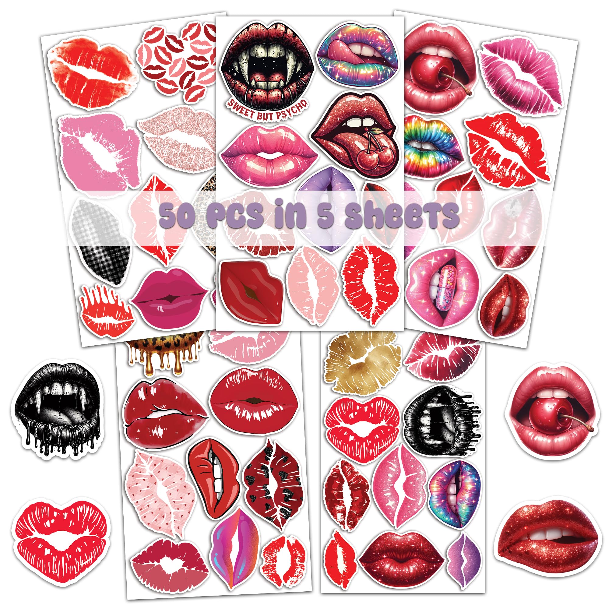 Confezione da 50 adesivi impermeabili in vinile per compleanno, San Valentino, decorazioni a tema laptop, diario, telefono, bottiglia d'acqua, bomboniere, regali per bambini, ragazze e donne