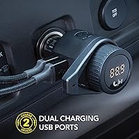 Vista 4 de Scosche BTFM5 - Kit de manos libres Bluetooth para coche con transmisor FM digital y puertos de carga USB de 12W duales para vehículos