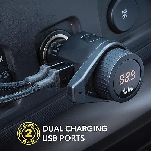 Miniatura 4 de Scosche BTFM5 - Kit de manos libres Bluetooth para coche con transmisor FM digital y puertos de carga USB de 12W duales para vehículos