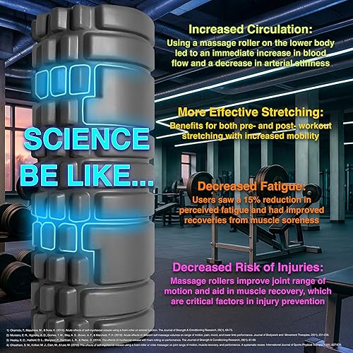 Miniatura 6 de Rodillo de espuma fuerte 321  Masajeador de tejido profundo de densidad media para masaje muscular y liberación de puntos miofascial con eBook 4K