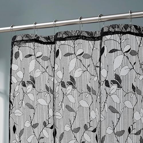 LINENZONE Cortinas de ducha de encaje con elegante diseño de hojas. Tamaño 36 x 72 pulgadas. Se puede utilizar como cortina de ducha rústica o