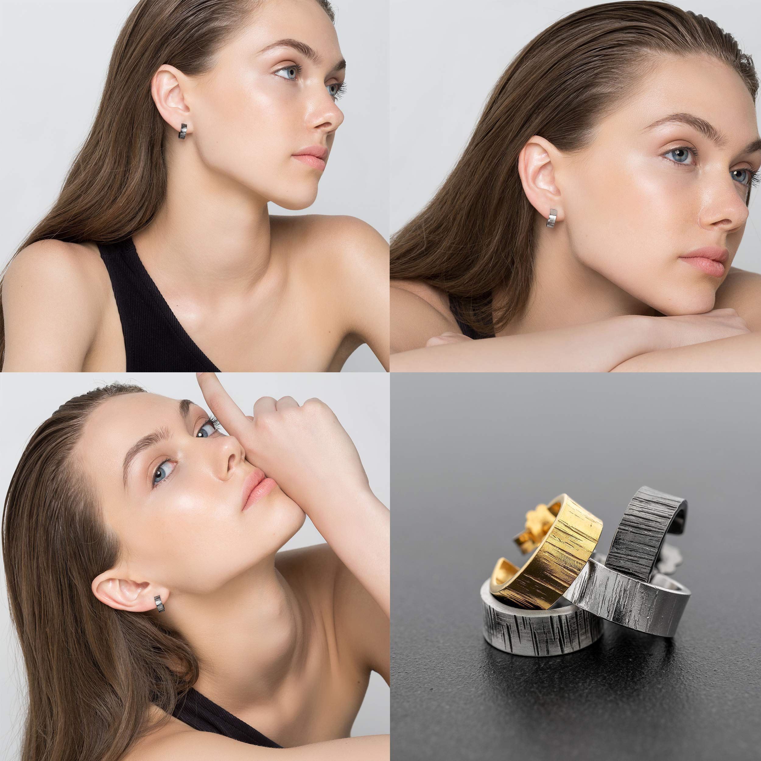Piccoli Orecchini a Cerchio Minimalisti in Argento Sterling 925, Huggie Hoops, Ipoallergenici e Senza Nichel - Fatto a mano da Emmanuela