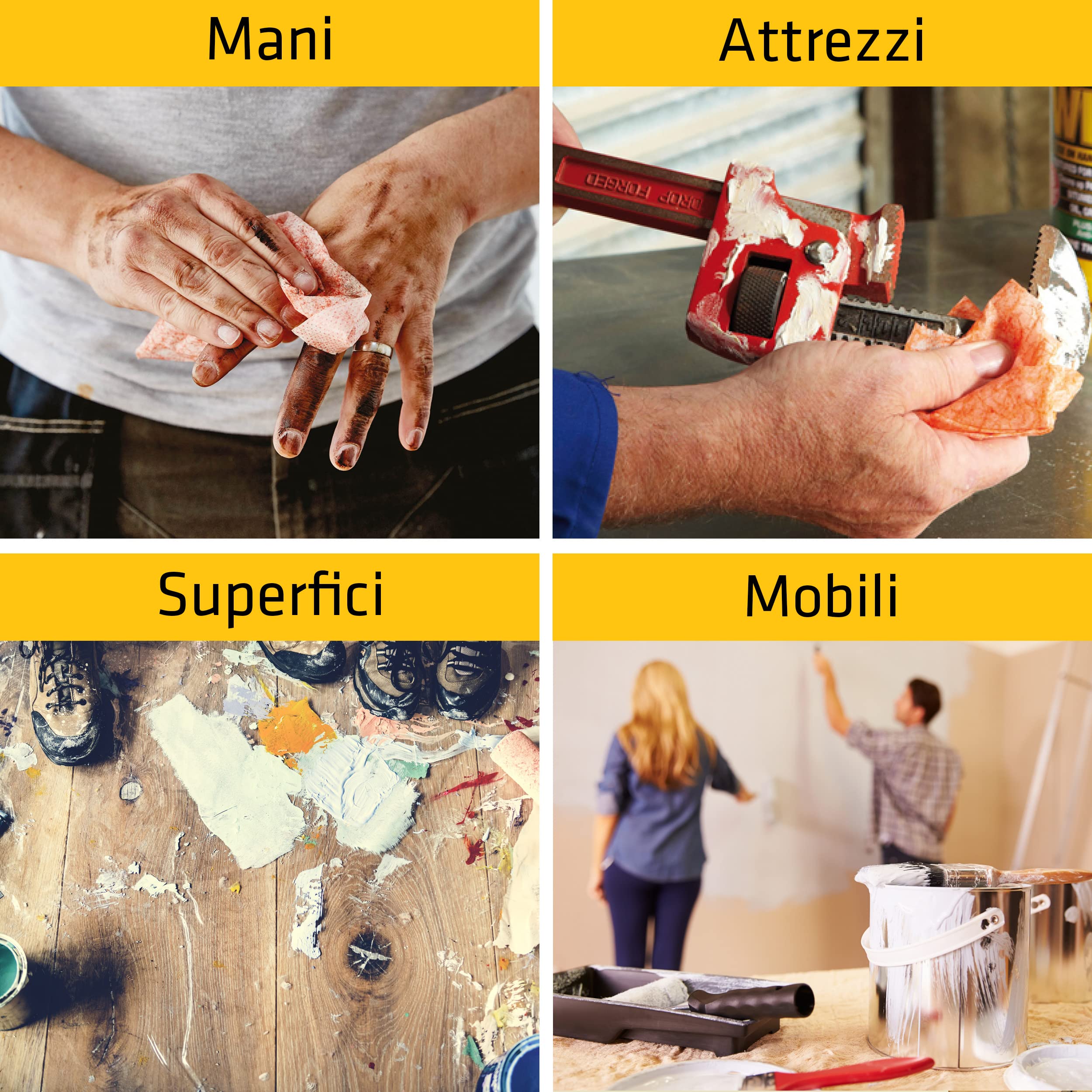 SIKA SikaCleaner-350H Salviette detergenti multiuso 70pz Rimuovono colla grasso e olio