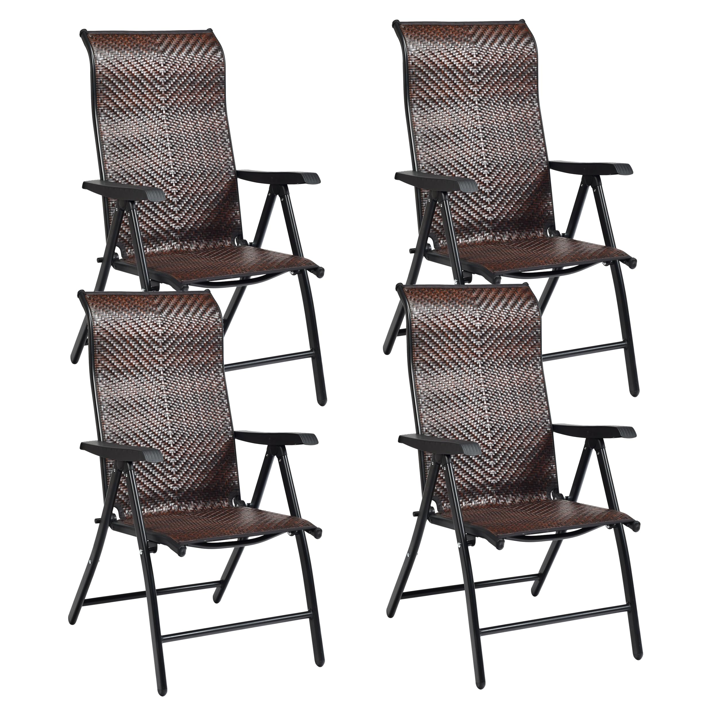 Tangkula Reclining Wicker 4-Pack