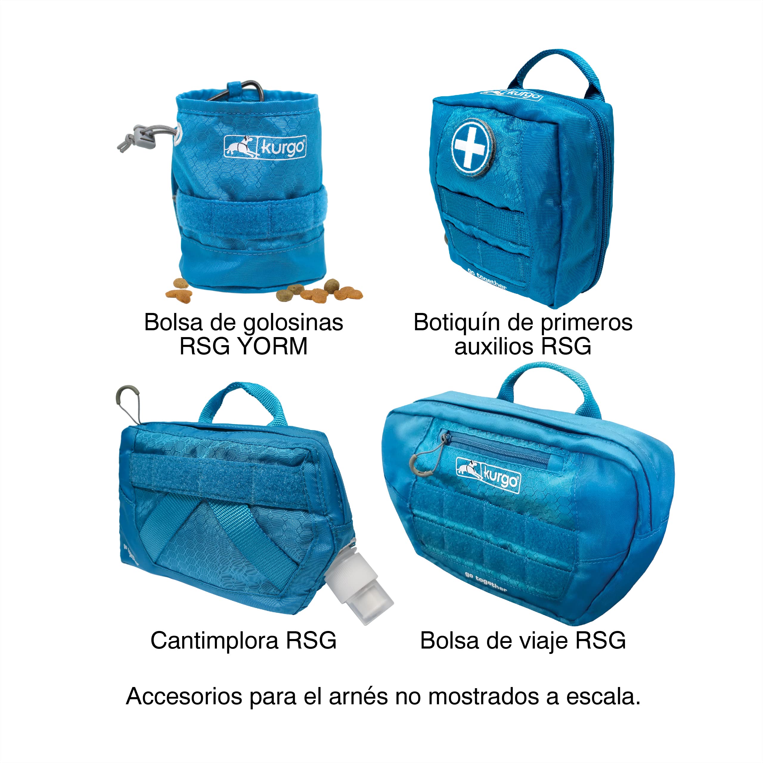 Kurgo RSG Townie Arnés, L, Negro | Fácil de Poner y Quitar, Malla Transpirable, Compatible con MOLLE, Asa Superior