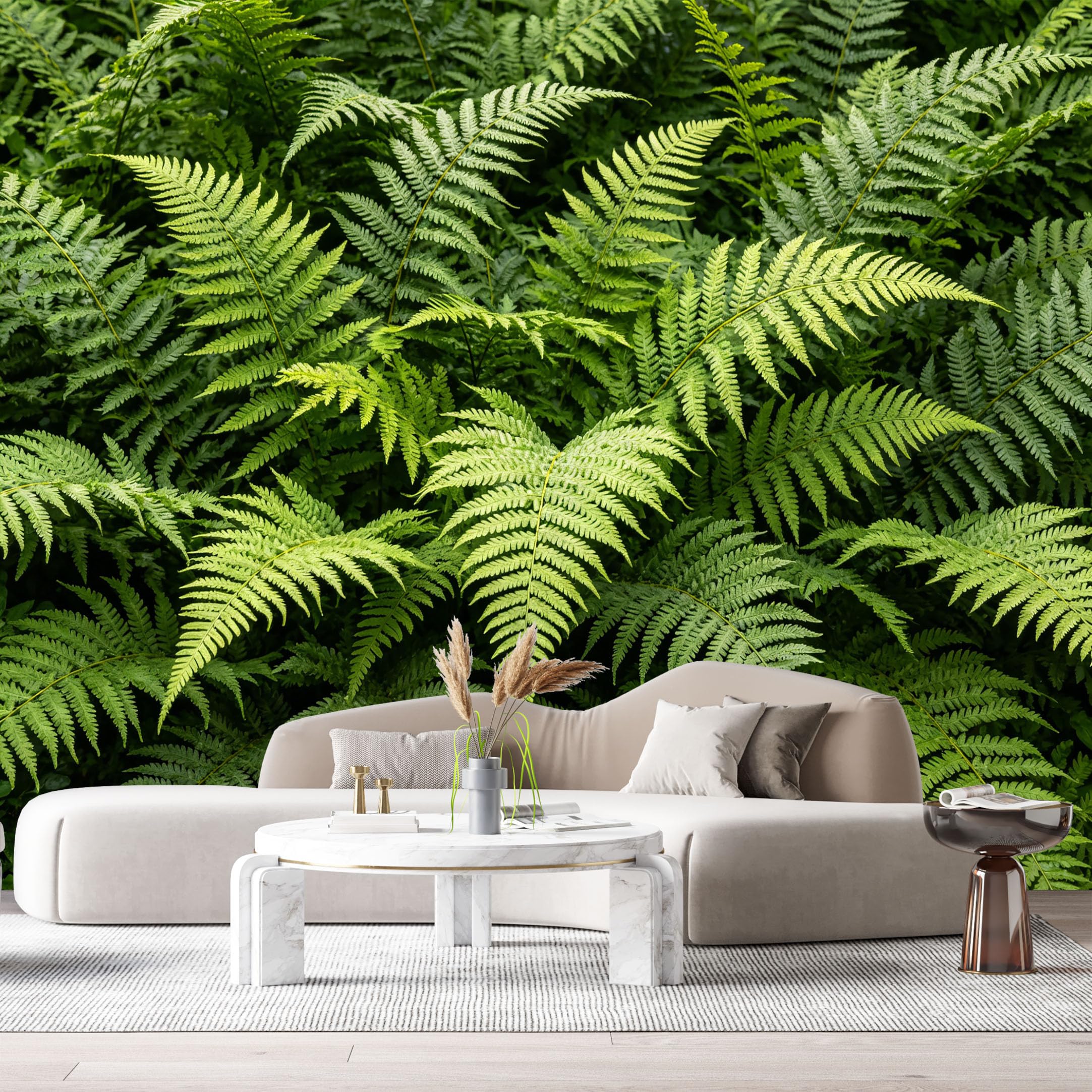 Custom Size Wall Murals Green Fern Botanical Jungle Leaves Forest Nature SelfAdhesive Wall Fabric Removable Large Wallpaper for Photo Living Room