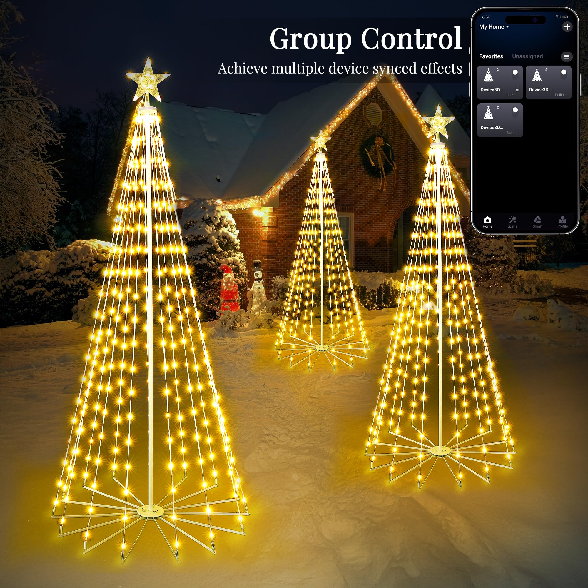PhilzOps Smart Weihnachtsbaum Lichter, 1,88m 265LEDs Außen Kegelform Weihnachten Lichterkette mit Stern Wasserdicht 16 Millionen RGB Farben Weihnachtsdeko Licht für Garten Party Innen, App-Steuerung