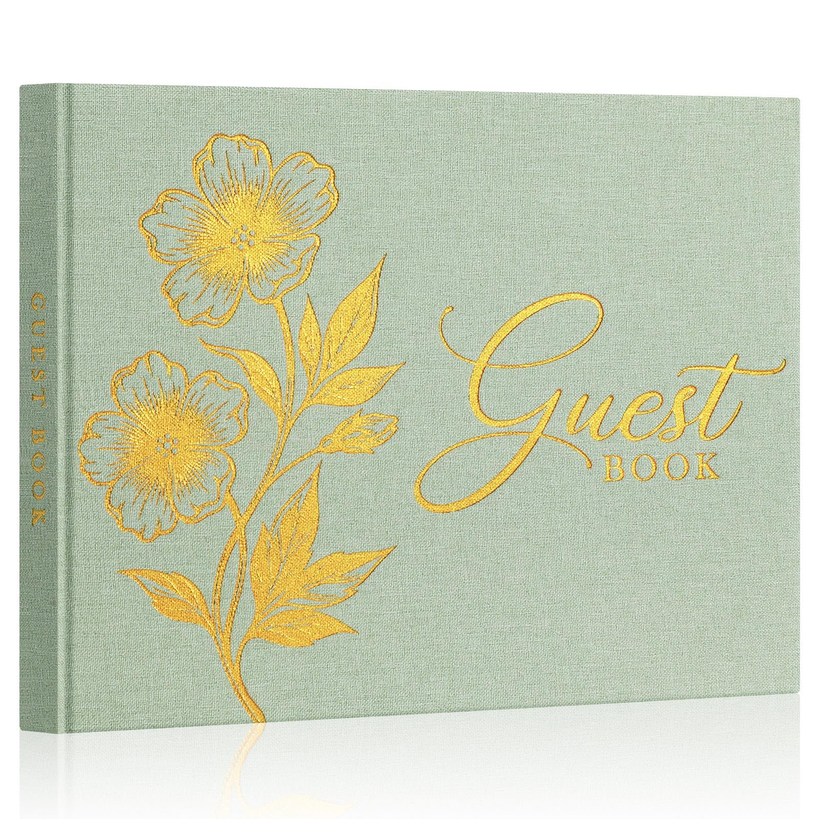 Lanpn Wedding Guest Book, 108 Blank Pages Guest Sign in Book, Linen Signature Polaroid Photo Guestbook for Wedding Reception Bridal Baby Shower Anniversary Quinceanera Birthday Graduation, Sage Green