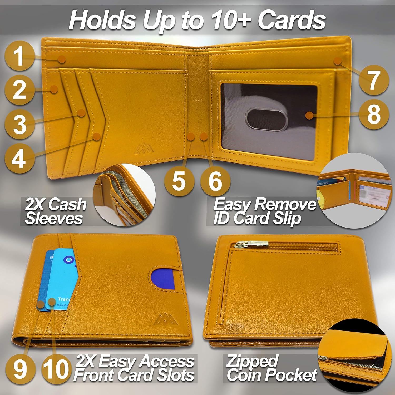Men's Wallet RFID Blocking Ultra Slim Wallet Design, Durable Vegan Leather Travel Wallet - Image 5