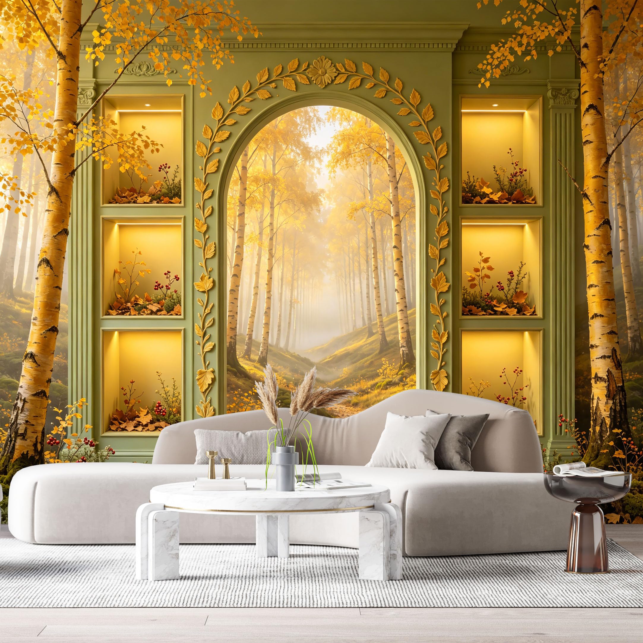 Custom Size Wall Murals Coastal Ocean Landscape Watercolor 3D Trompe L'Oeil SelfAdhesiveWall Fabric Removable Wallpaper Wall Decor for Living Room Bedroom Bathroom