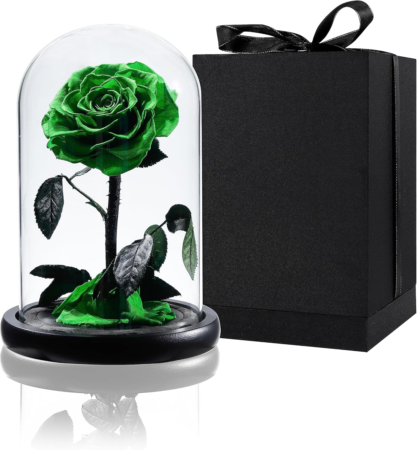 DuHouse Preserved Real Rose Forever Flowers in Glass Dome