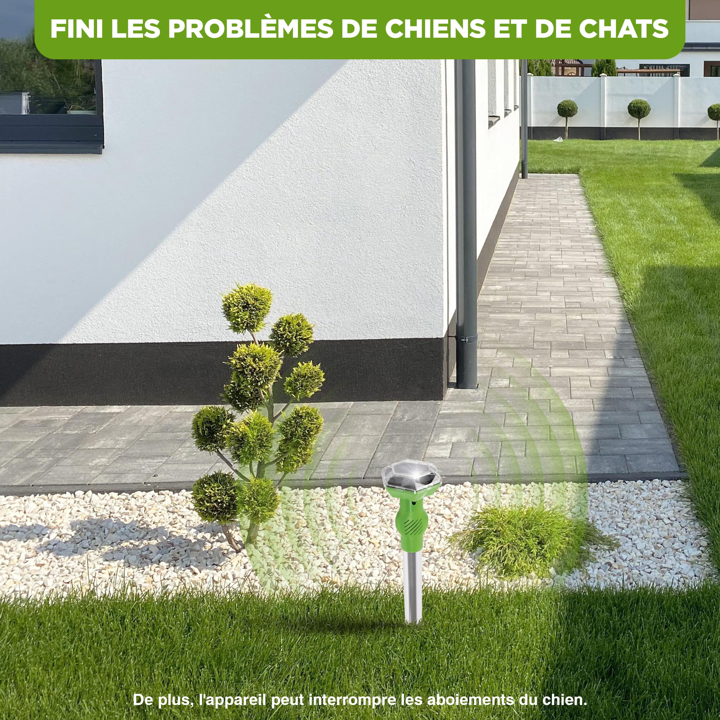 ISOTRONIC Répulsif Solaire pour Chats, Chiens, Renards et ratons laveurs – Répulsif ultrasonique pour Chats et Chiens pour Le Jardin – Répulsif avec Une portée Efficace de 40 m² (2 unités)