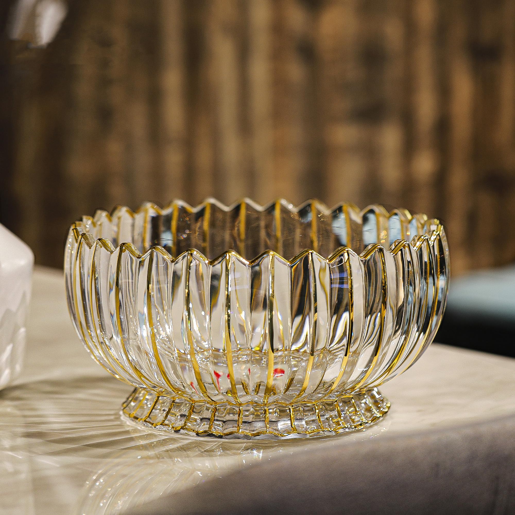 Bol à Fruits En Verre Doré 25.4cm Bol De Fruits Corbeille De Fruits Bol à Fruits En Verre Cristal, Panier De Fruits De Centre Décoratif, Bols De Service De Fruits For Fruits