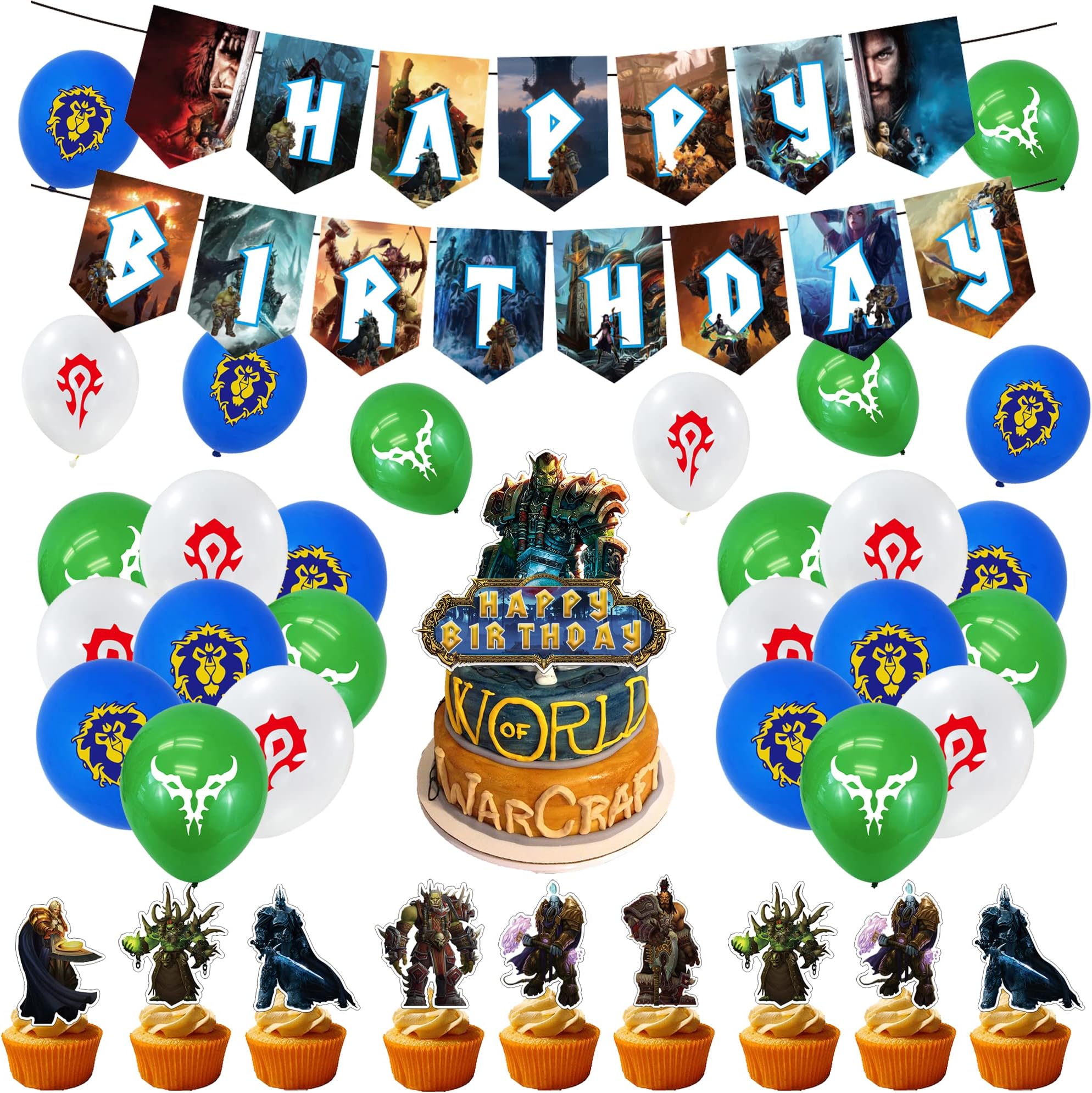 Party Supplies World of Warcraft Cake Topper Video Game Birthday Decorations World of Warcraft Balloons Birthday Banner Game Party Decorations World of Warcraft Birthday Cake Decorations
