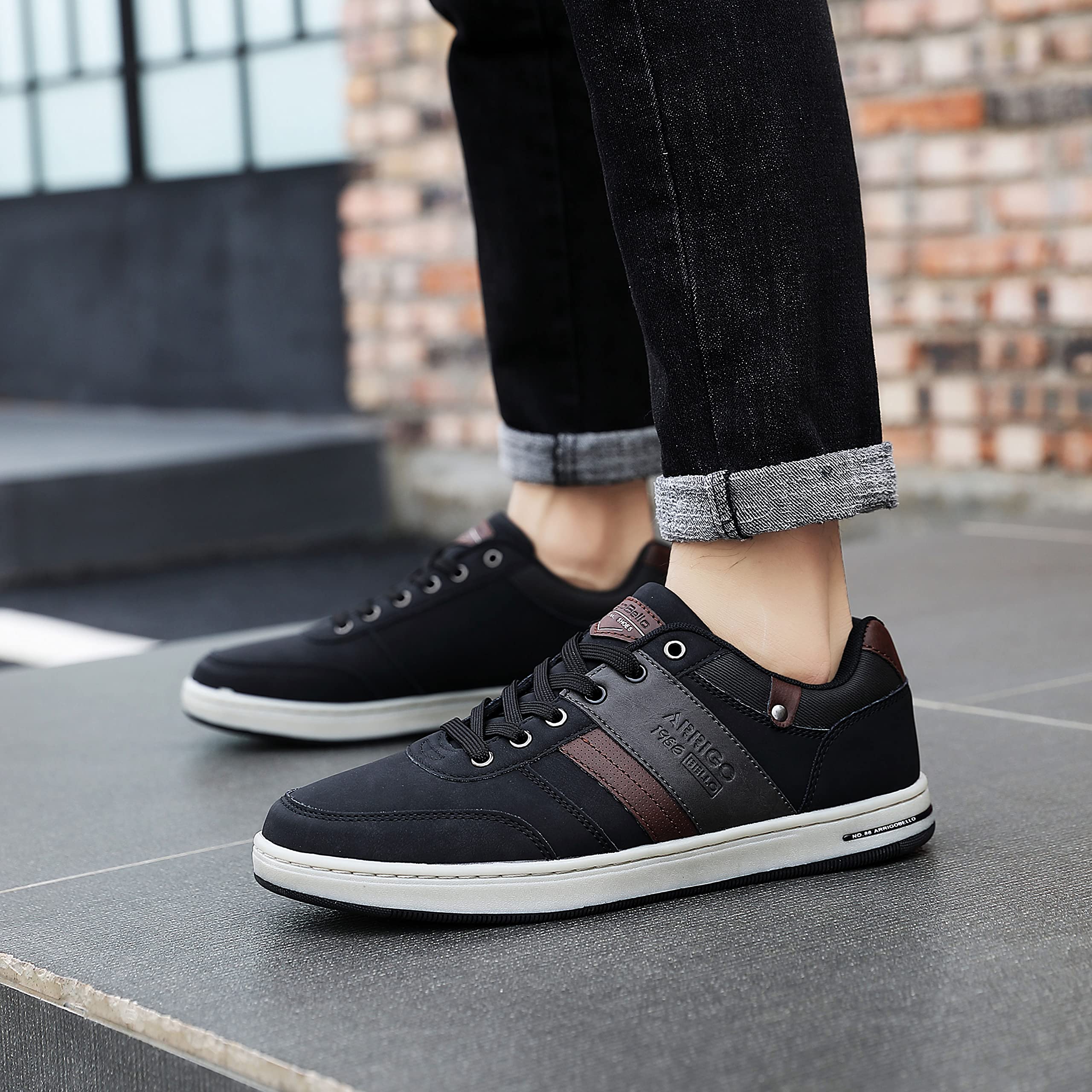 ARRIGO BELLO Freizeitschuhe Herren Sneaker PU Leder Walkingschuhe Atmungsaktive Athletic Formal Classic Sportschuhe Schuhgröße 41-46