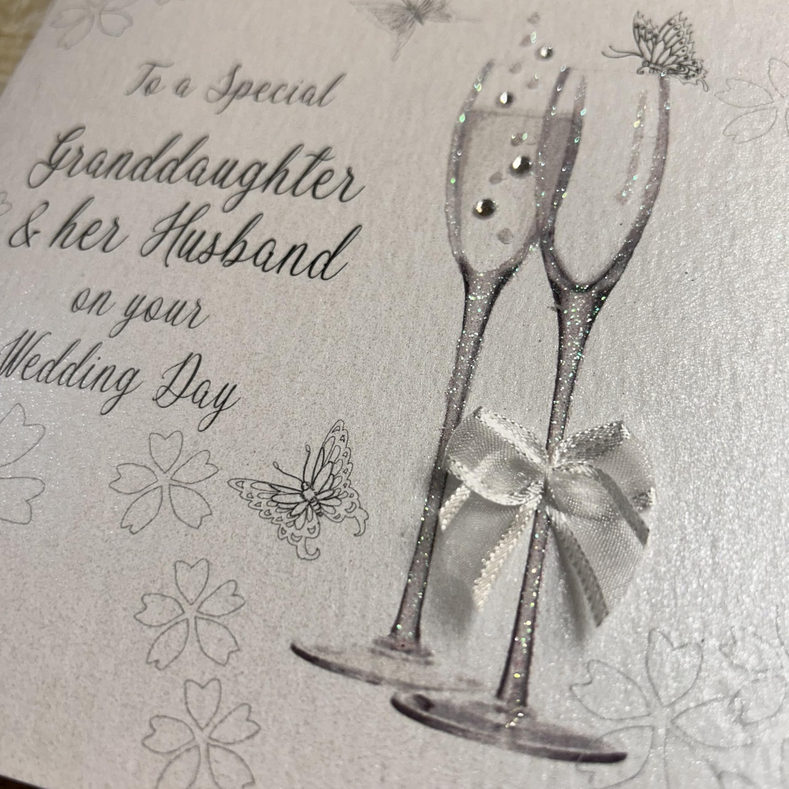 WHITE COTTON CARDS Handgefertigte Karte Für Die Enkelin – 16 X 16 Cm, Mit Strass & Glitzer, Leer Zum Selbstgestalten