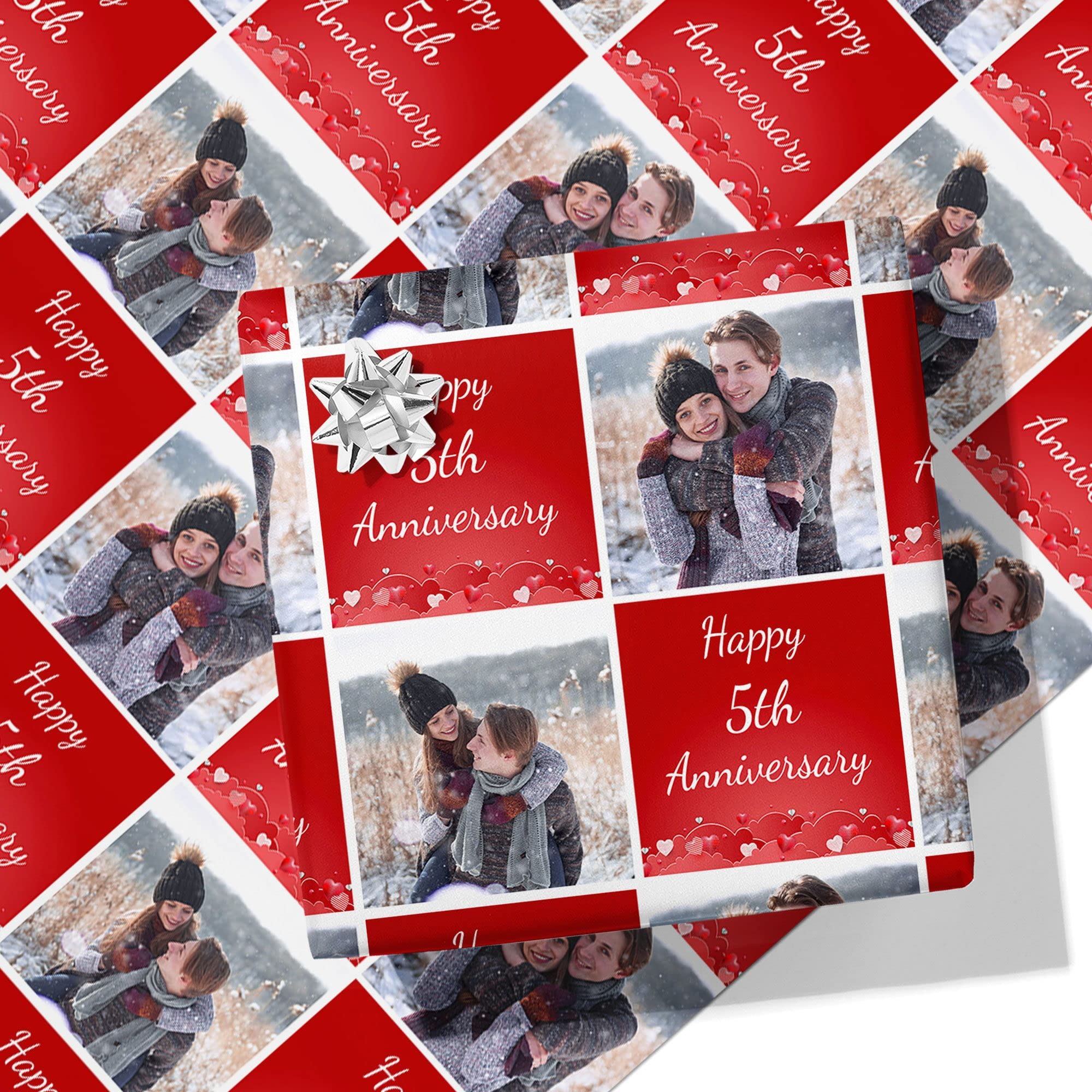 Printster Personalised Year Anniversary Wrapping Paper - Add Any Year & Photo -1.5m Roll - 594mm x 1500mm