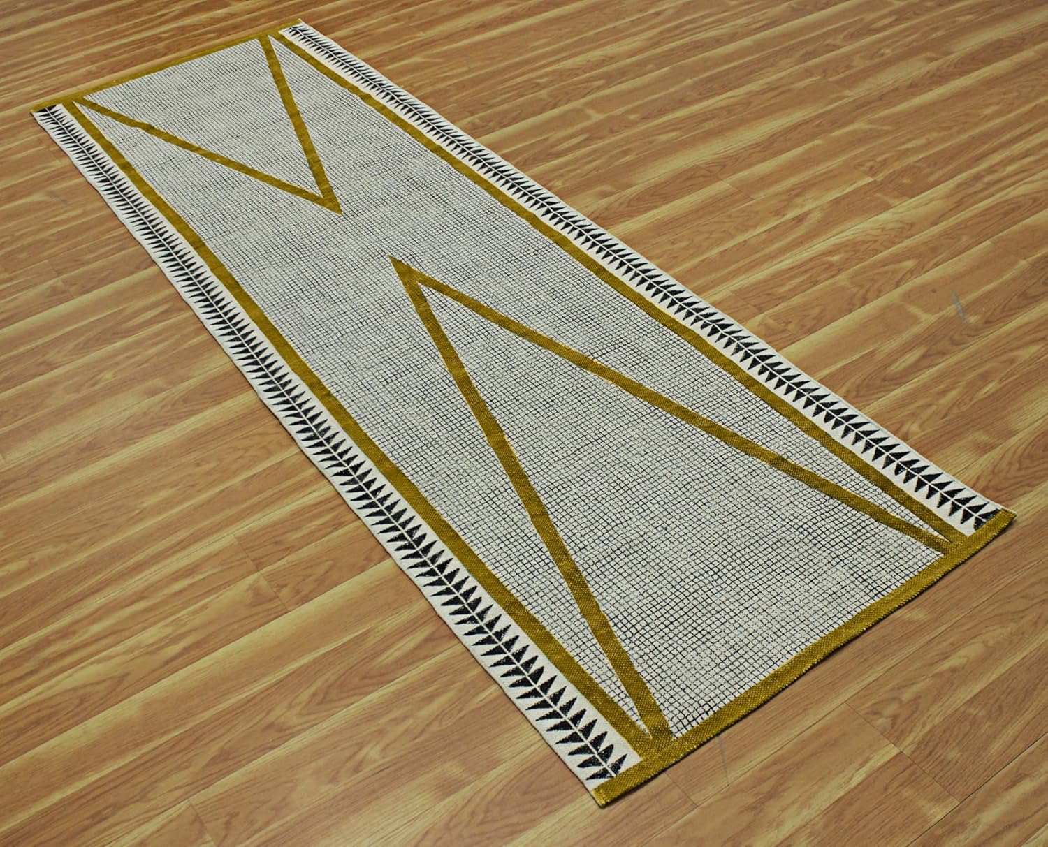 Runner - Kilim Rug 2x8 Area Rug Yellow & Black Cotton Dhurrie Indoor Outdoor Rug Flatweave Rug High Traffic Area Bedroom Bedside Runner Kitchen Hallway