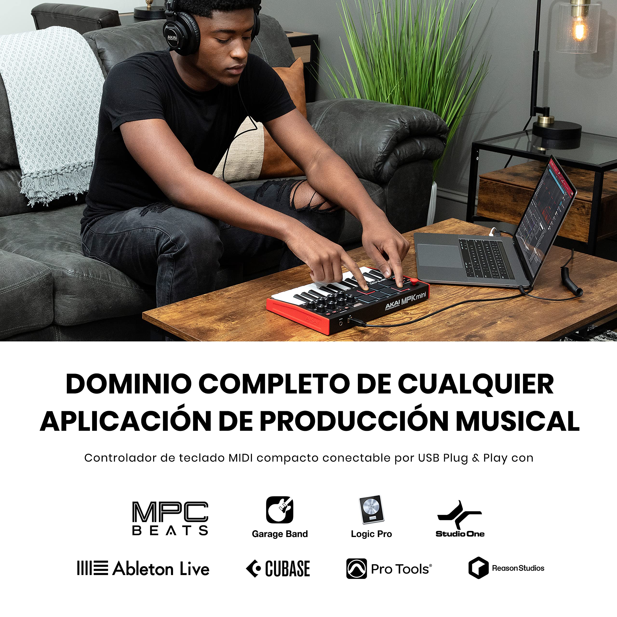 AKAI Professional MPK Mini MK3 + interfaz audio M-Audio M-Track Solo - Teclado Controlador MIDI USB de 25 Teclas con tarjeta de sonido USB