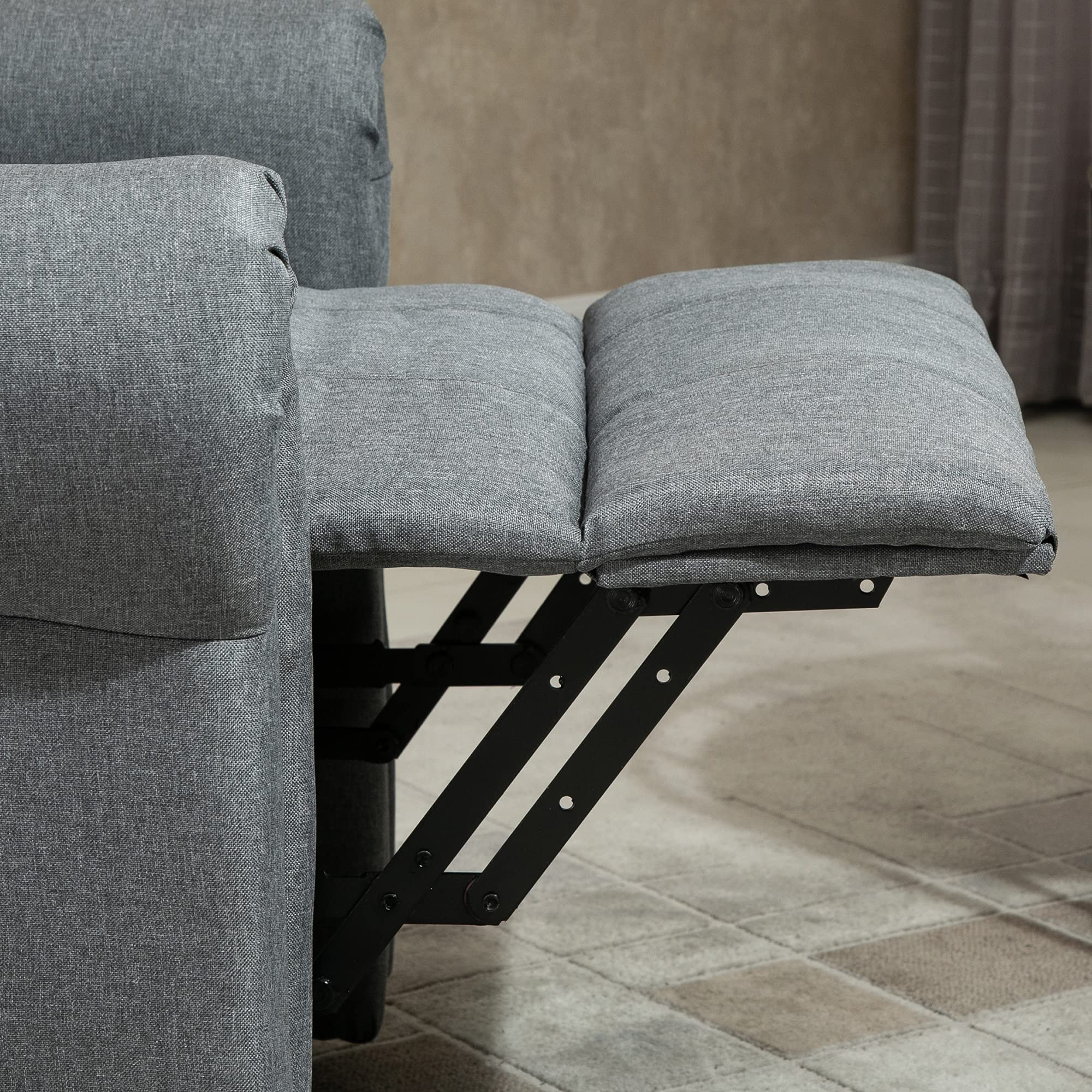 HOMCOM Sillón Relax Reclinable Eléctrico Levanta Personas, con Masaje Vibratorio y Calor, Sillón Elevador, con Control Remoto, Reposapiés, Tapizado en Lino, Bolsillos Laterales, Gris