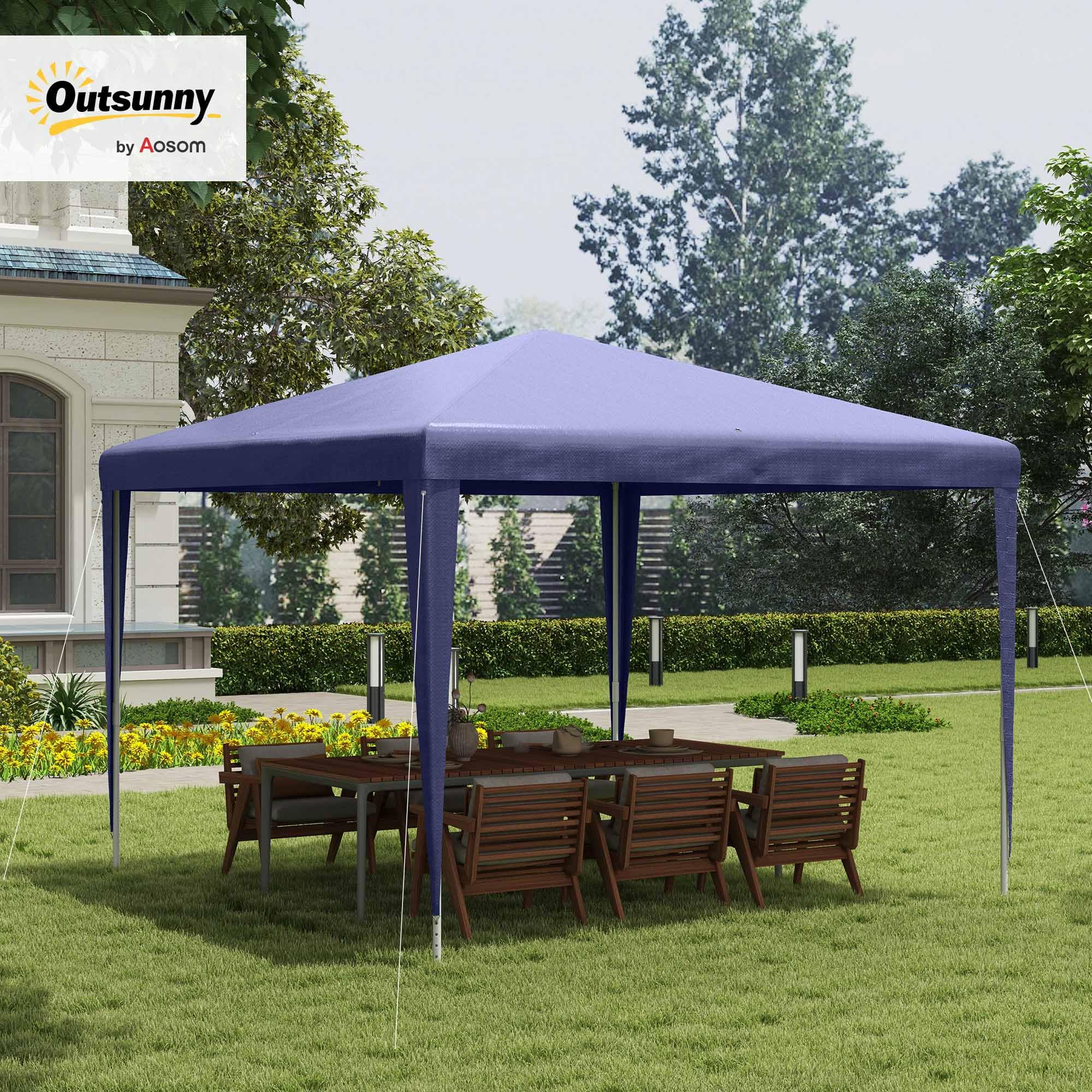 Outsunny Gazebo da Giardino 3x3 m Acciaio PE Protezione UV Blu Scuro